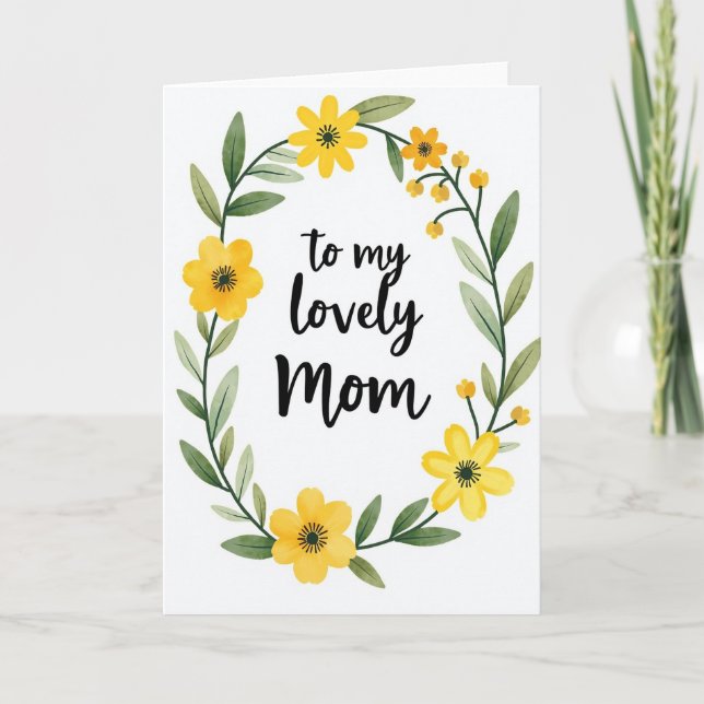 Cartão Floral da Mamãe em Aquarela (Frente)