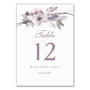 Cartão floral da mesa do casamento do inverno rox