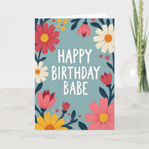 Cartão Floral de Aniversário com Bolinhas