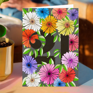 Cartão Floral de Aniversário de 21 Anos Personaliz