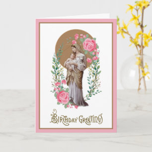 Cartão Floral de Aniversário Vintage Religioso Vir