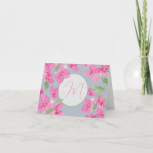 Cartão Floral de Aquarela Rosa