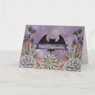 Cartão Floral de Bat Negro Halloween