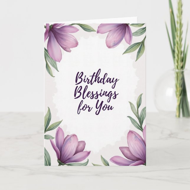 Cartão Floral de Bênçãos de Aniversário (Frente)