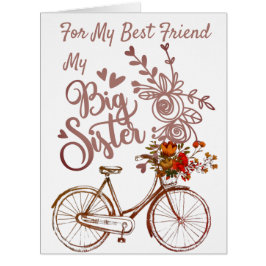 Cartão Floral de Bicicleta para Amigo de Irmã para sempre