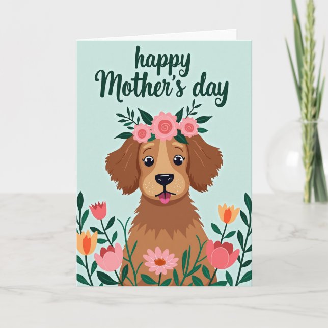 Cartão Floral de Cachorrinho Matte Love (Frente)