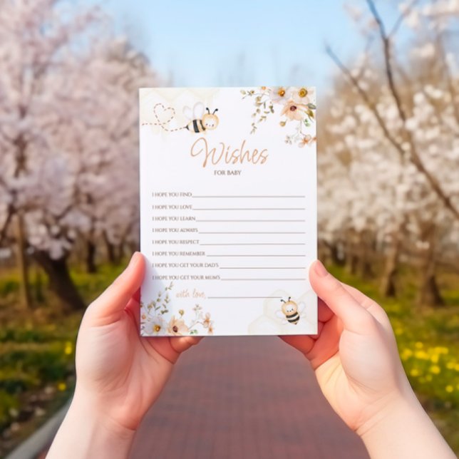 Cartão Floral de Desejo de Abelhas de Mel (Criador carregado)