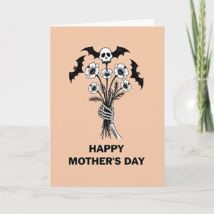 Cartão Floral de Dia das Mães com Caveira em Estil