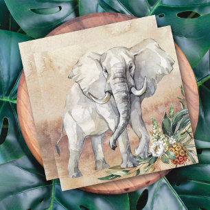 Cartão Floral de Elefante