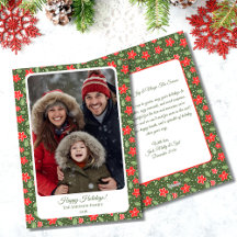 Cartão Floral de Férias Floral Vermelho e Verde Mo