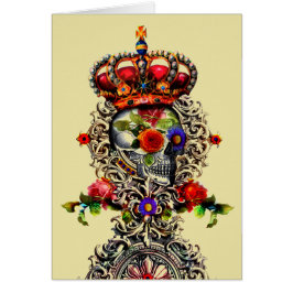 Cartão Floral de Saudação do Crânio Crowado