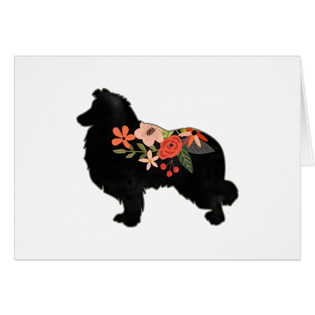 Cartão Floral de Silhuette Bohemian Dog Breed (Frente Horizontal)