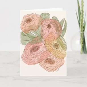 Cartão Floral de Uma Linha