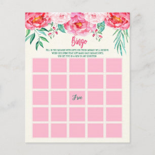 Cartão floral do BINGO do bebê, jogos do chá de