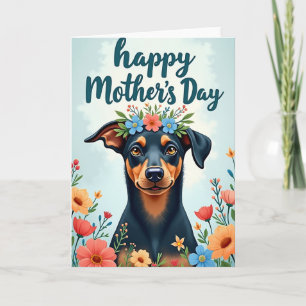 Cartão Floral do Dia das Mães Cachorro Fofo