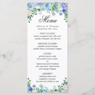 Cartão floral do menu do casamento das hortaliça