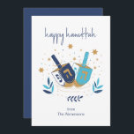 Cartão Floral Dreidel Feliz Hanukkah (<br><div class="desc">Feliz Hanukkah Floral Dreidel Card. Personalize o texto personalizado acima. Você pode encontrar itens de coordenação adicionais na nossa coleção "Floral Hanukkah Menorah e Dreidel".</div>