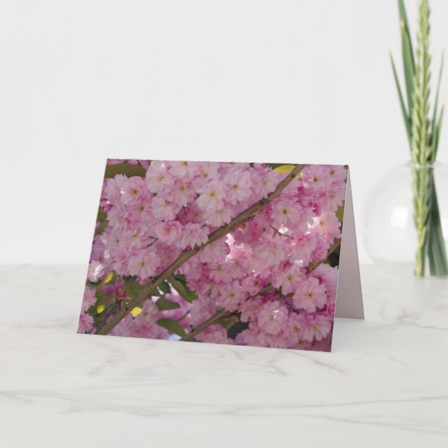 Cartão Floral e Borboleta Rosa (Frente)