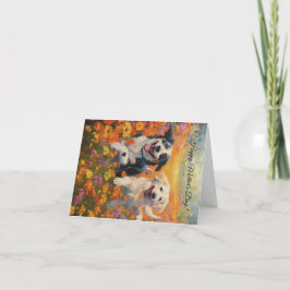 Cartão floral e de cão dia de as mães personalizad