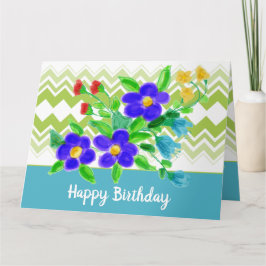 Cartão Floral E Padrão Coloridos