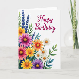 Cartão Floral em Aquarela Alegre