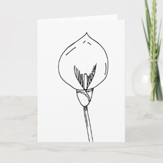 Cartão Floral em Linha Minimalista em Branco