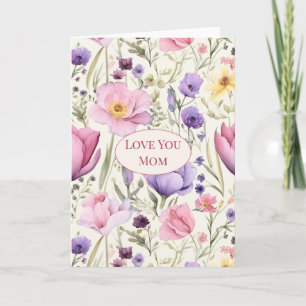 Cartão Floral “Eu Te Amo Mãe”