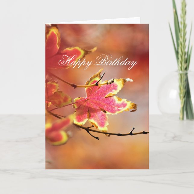 Cartão Floral Fall Leaves "Birthday" (Frente)