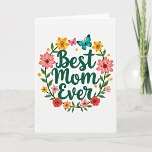 Cartão Floral Faux Gold Melhor Mãe do Mundo