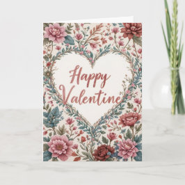 Cartão Floral Frame Valentine Romantic Happy Valentines 
