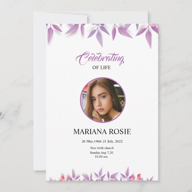 Cartão Floral Funeral de Anúncio (Frente)