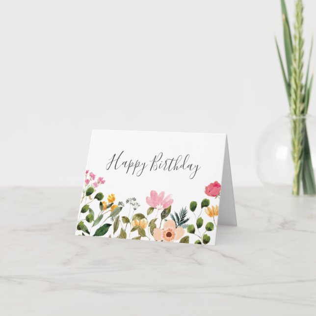 Cartão Floral Happy Birthday (Frente)