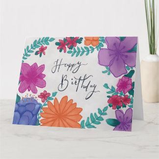 Cartão Floral Happy Birthday