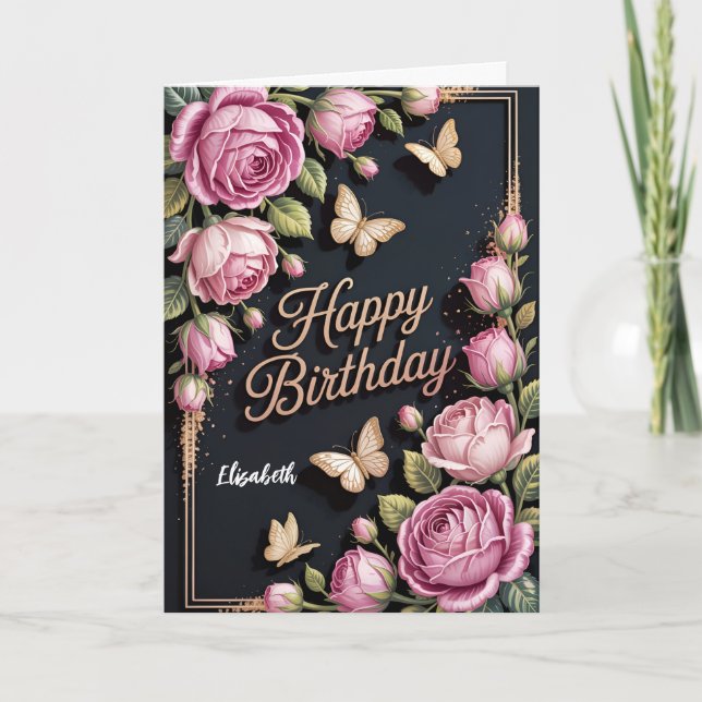 Cartão Floral Happy Birthday (Frente)