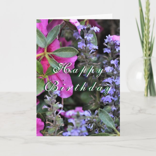 Cartão  Floral  "Happy Birthday" Customizable Card (Frente)