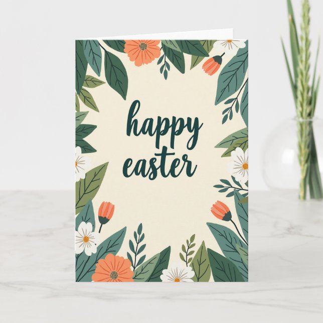 Cartão Floral Happy Easter Wishes Card (Frente)