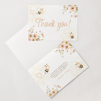 Floral Honey Bee Chá de fraldas Dobrado Obrigado