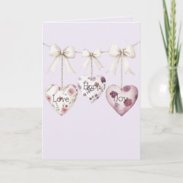 Cartão Floral Inspirador Amor Esperança Alegria Corações 