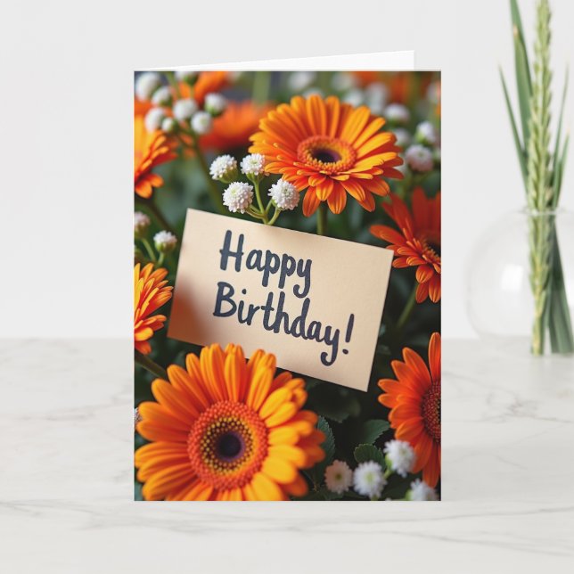 Cartão Floral Laranja Alegre (Frente)