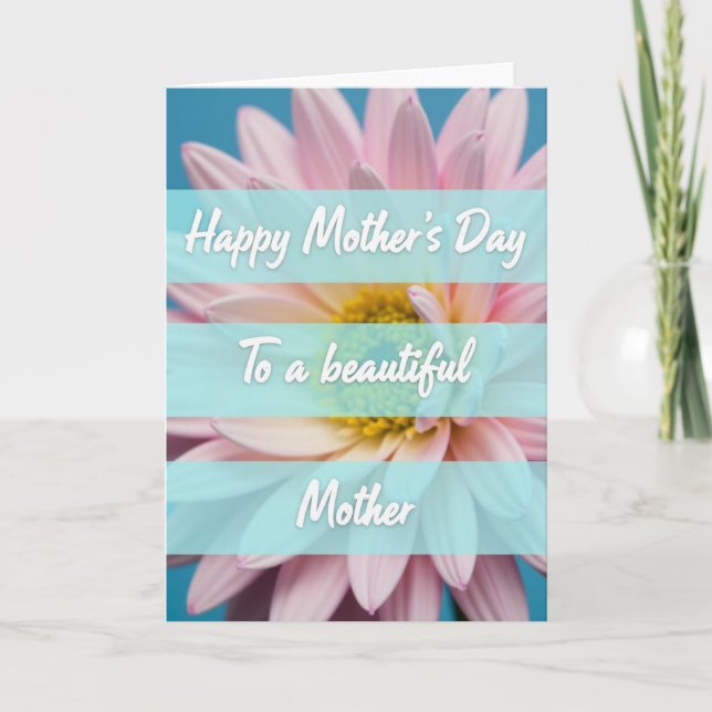 Cartão Floral Listrado para Mãe (Frente)