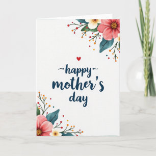Cartão Floral Mãe Amor Azure