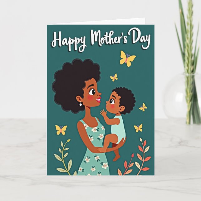 Cartão Floral Mãe e Filho (Frente)