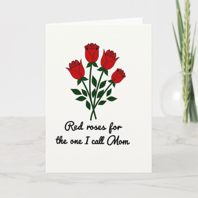 Cartão Floral Mãe Rosas Vermelhas (Frente)