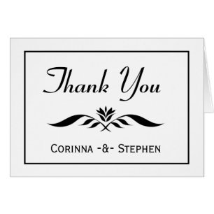 Cartão Floral Obrigado A Negra E Branca Elegante Moderna