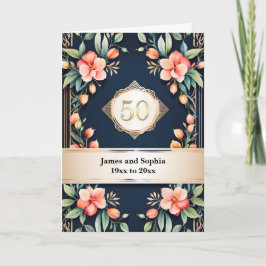 Cartão Floral on Black 50th Wedding Anniversary