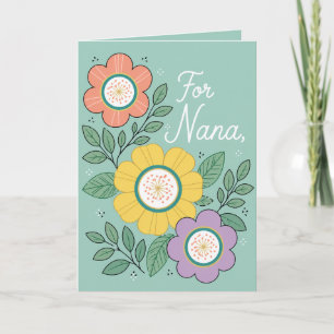 Cartão Floral “Para a Vovó” Desenho de Flor Fofo para a A