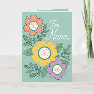 Cartão Floral “Para a Vovó” Desenho de Flor Fofo para a A