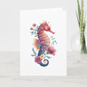 Cartão Floral para Cavalos-marinhos - Whimsical Ro
