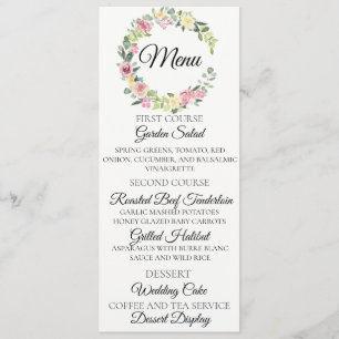 Cartão floral Pastel do menu do casamento da