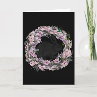 Cartão Floral Pattern And Bunny Rabbit 